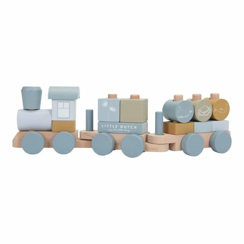 Little Dutch Wooden Stacking Train - Ocean Blue 1 Little Dutch Wooden Stacking Train - Ocean Blue