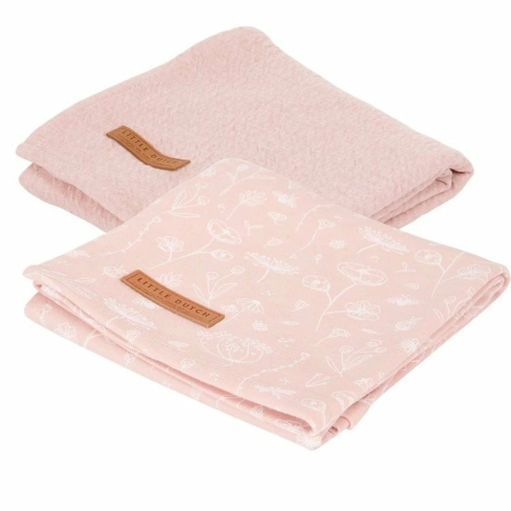 Little Dutch Swaddle Wild Flowers + Pure Pink (70cm X 70cm) 1 Little Dutch Swaddle Wild Flowers + Pure Pink (70cm X 70cm)