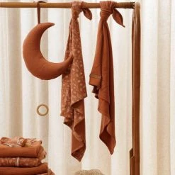 Little Dutch Swaddle Wild Flowers Rust + Pure Rust (70cm X 70cm)