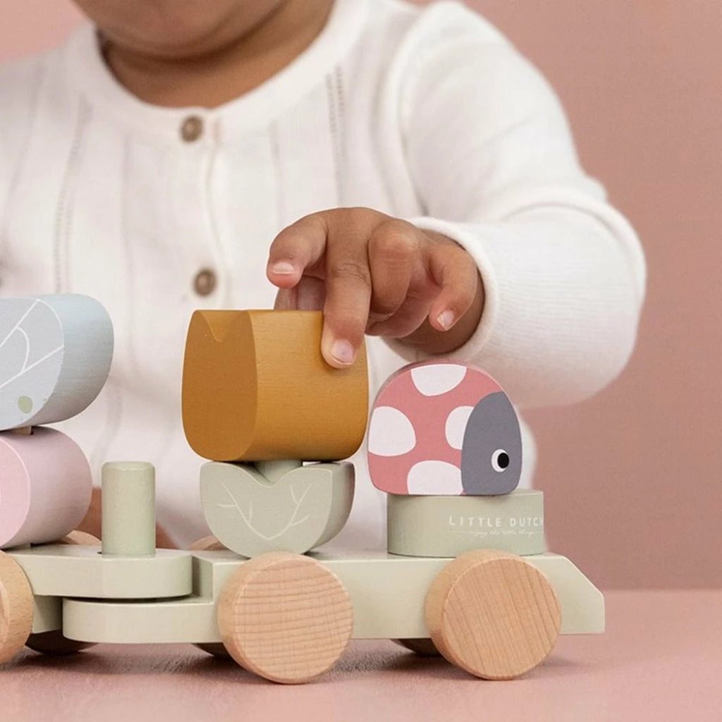 Little Dutch Wooden Stacking Train - Flowers & Butterflies 3 Little Dutch Wooden Stacking Train - Flowers & Butterflies