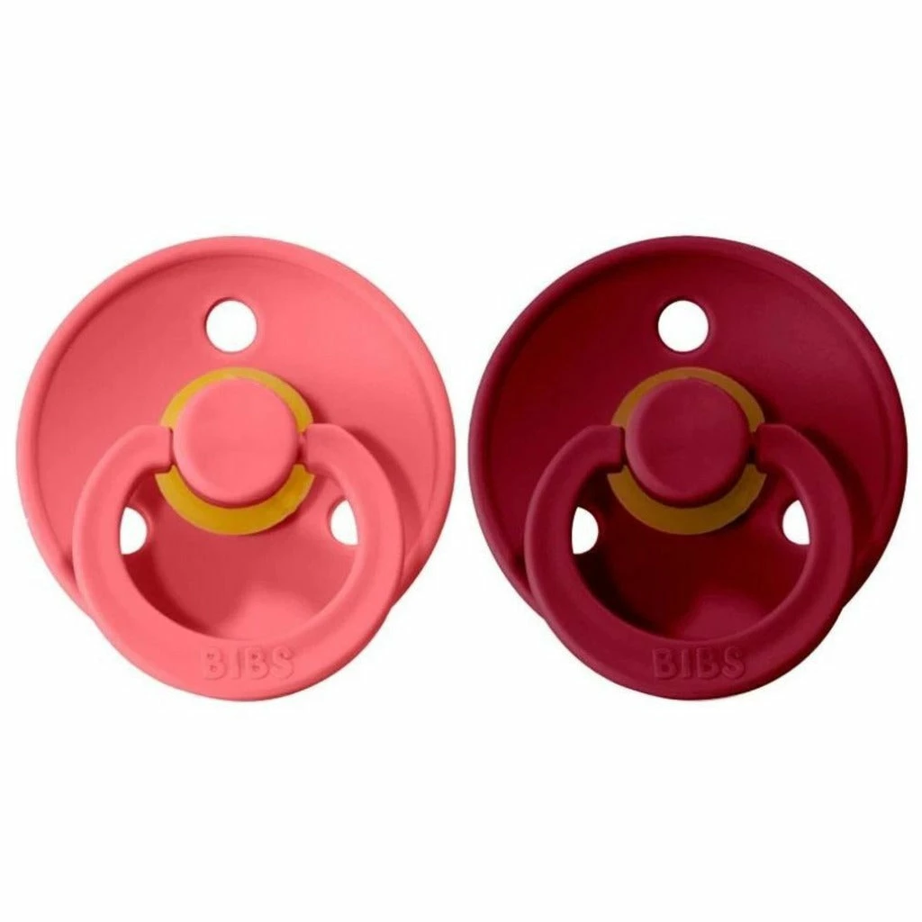 BIBS COLOUR Natural Rubber Pacifier - Coral/Ruby 1 BIBS COLOUR Natural Rubber Pacifier - Coral/Ruby