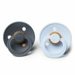 BIBS COLOUR Natural Rubber Pacifier - Iron/Baby Blue