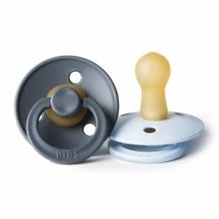 BIBS COLOUR Natural Rubber Pacifier - Iron/Baby Blue