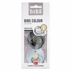 BIBS COLOUR Natural Rubber Pacifier - Iron/Baby Blue