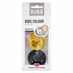BIBS COLOUR Natural Rubber Pacifier - Mustard/Dark Denim