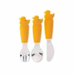Eco Rascals Silicone Duck Cutlery Set - Mustard