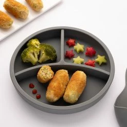 Eco Rascals Silicone Plate With Removable Divider - Silver