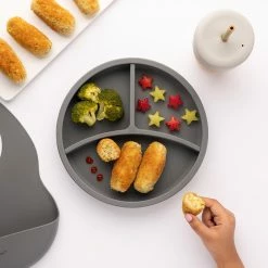 Eco Rascals Silicone Plate With Removable Divider - Silver