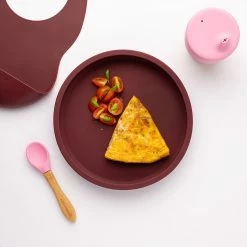 Eco Rascals Silicone Plate With Removable Divider - Burgundy