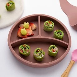 Eco Rascals Silicone Plate With Removable Divider - Rose