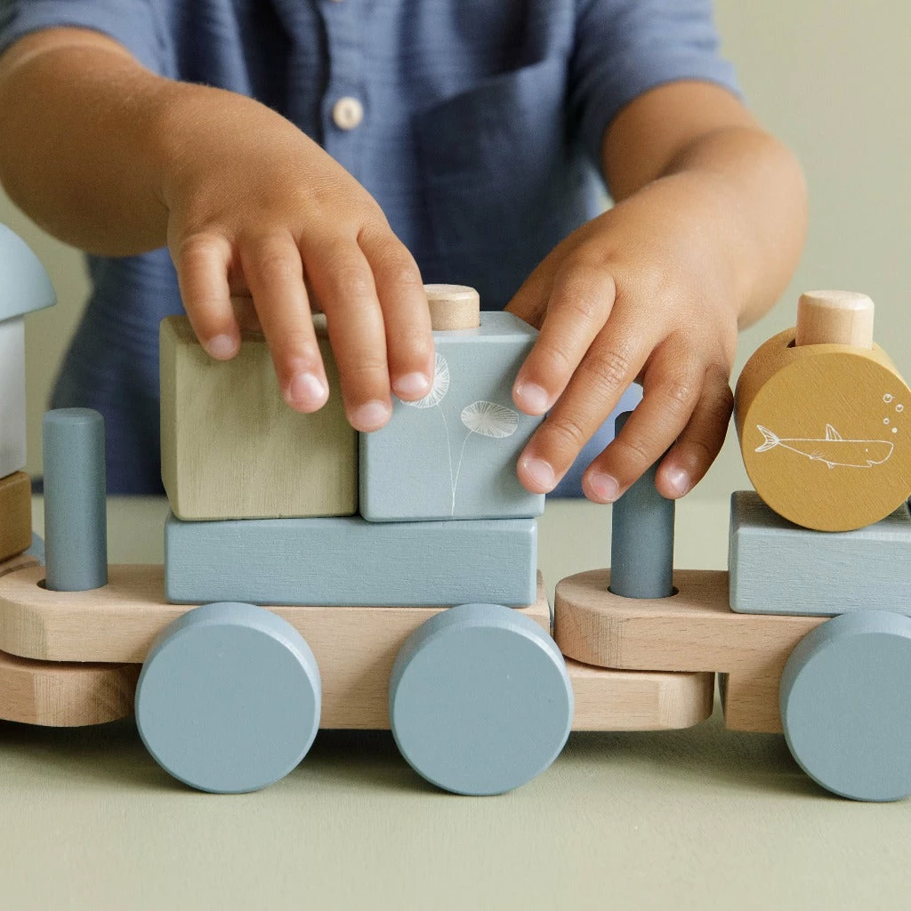 Little Dutch Wooden Stacking Train - Ocean Blue 4 Little Dutch Wooden Stacking Train - Ocean Blue