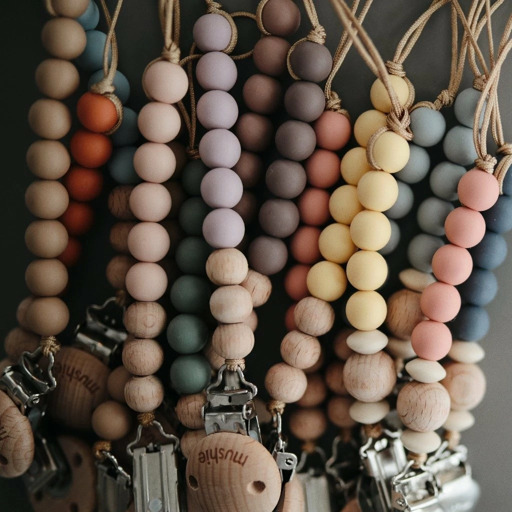 Mushie Pacifier Clips Halo - Blush 2 Mushie Pacifier Clips Halo - Blush