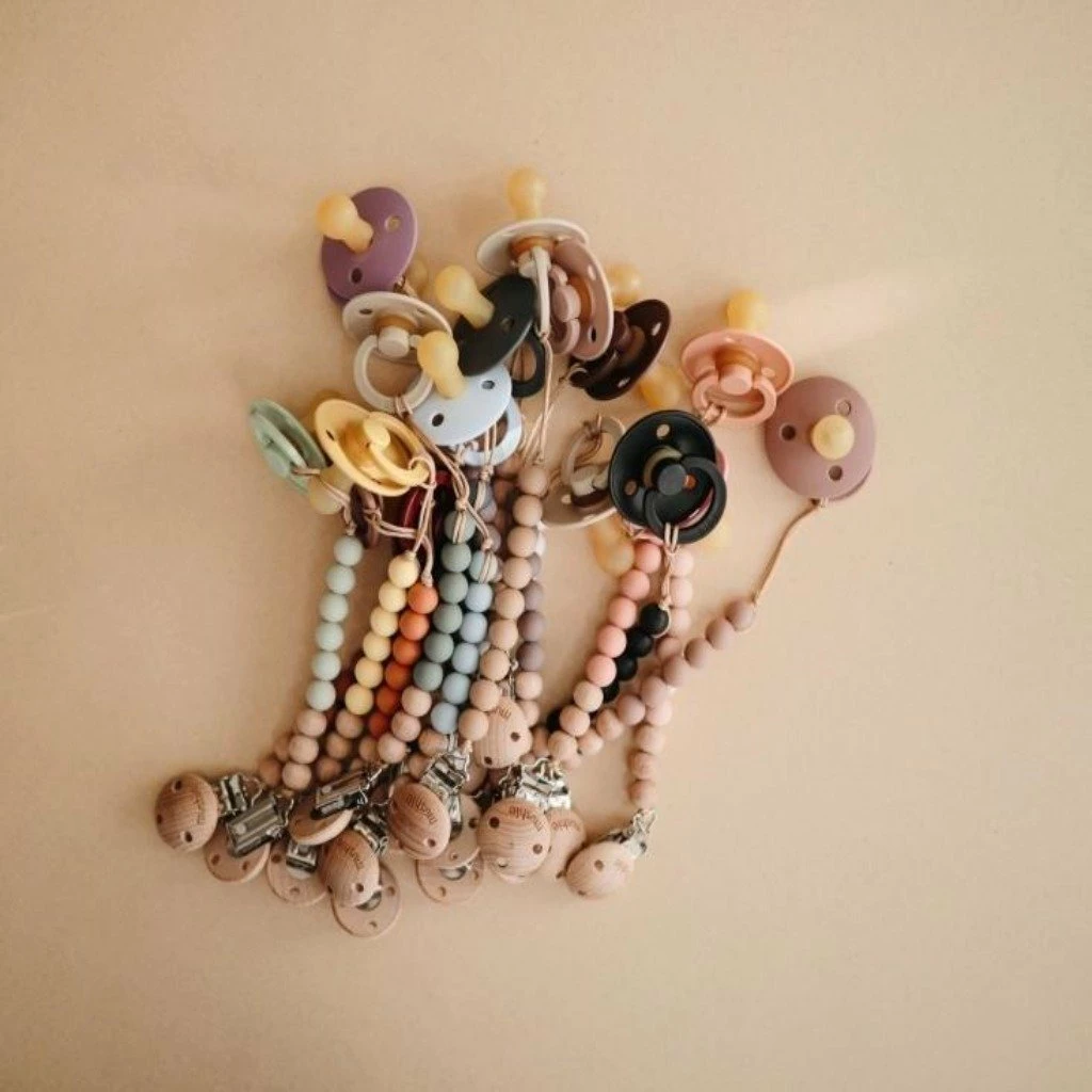 Mushie Pacifier Clips Halo - Blush 5 Mushie Pacifier Clips Halo - Blush