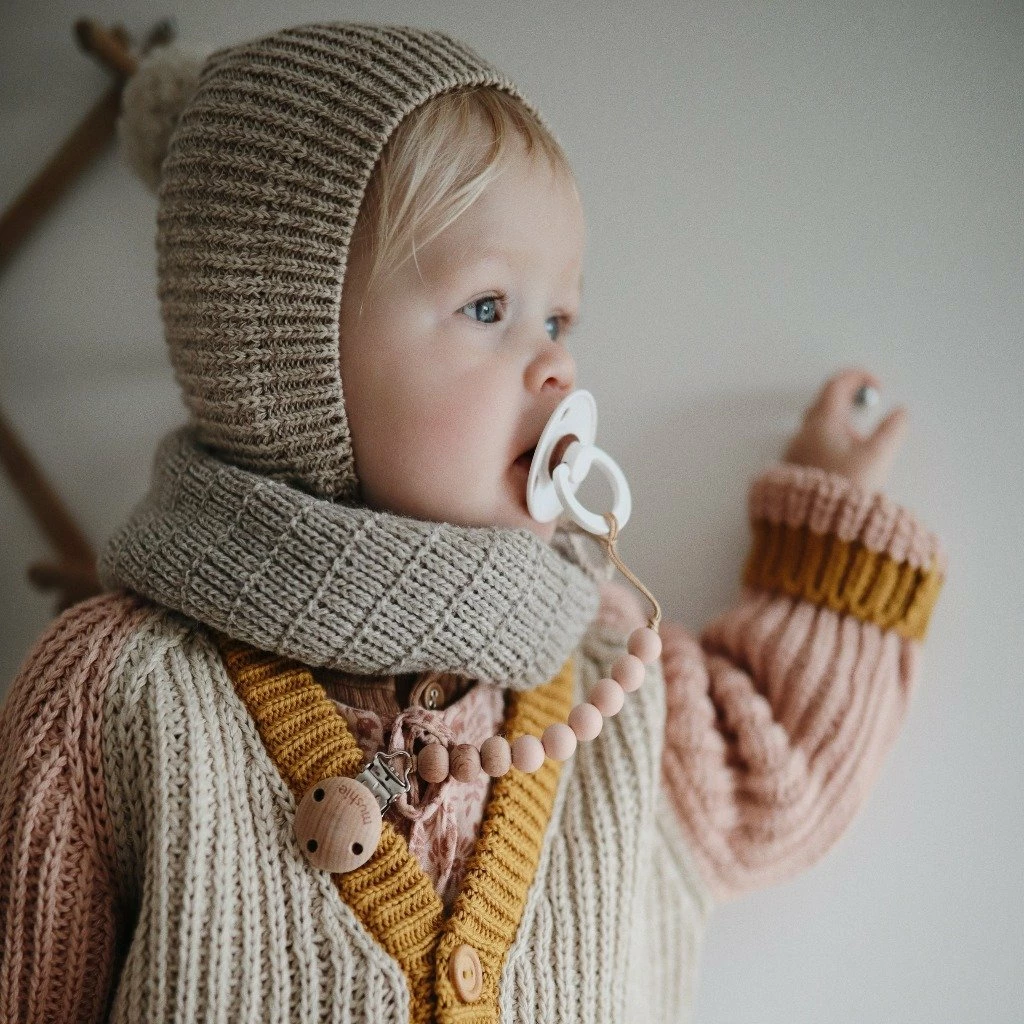 Mushie Pacifier Clips Halo - Dried Thyme 4 Mushie Pacifier Clips Halo - Dried Thyme