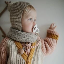 Mushie Pacifier Clips Halo - Redwood