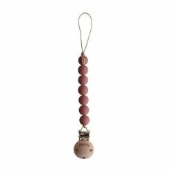Mushie Pacifier Clips Halo - Redwood
