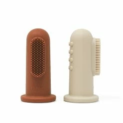 Mushie Silicone Finger Toothbrush - Clay/Shifting Sand