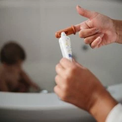 Mushie Silicone Finger Toothbrush - Cambridge Blue/Shifting Sand