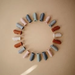 Mushie Silicone Finger Toothbrush - Cambridge Blue/Shifting Sand