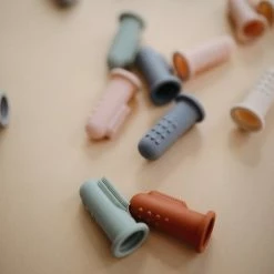 Mushie Silicone Finger Toothbrush - Shifting Sand/Blush