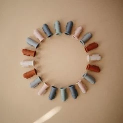 Mushie Silicone Finger Toothbrush - Stone/Tradewinds