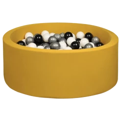 Larisa & Pumpkin Mustard Ball Pit + Black/White/Silver Balls