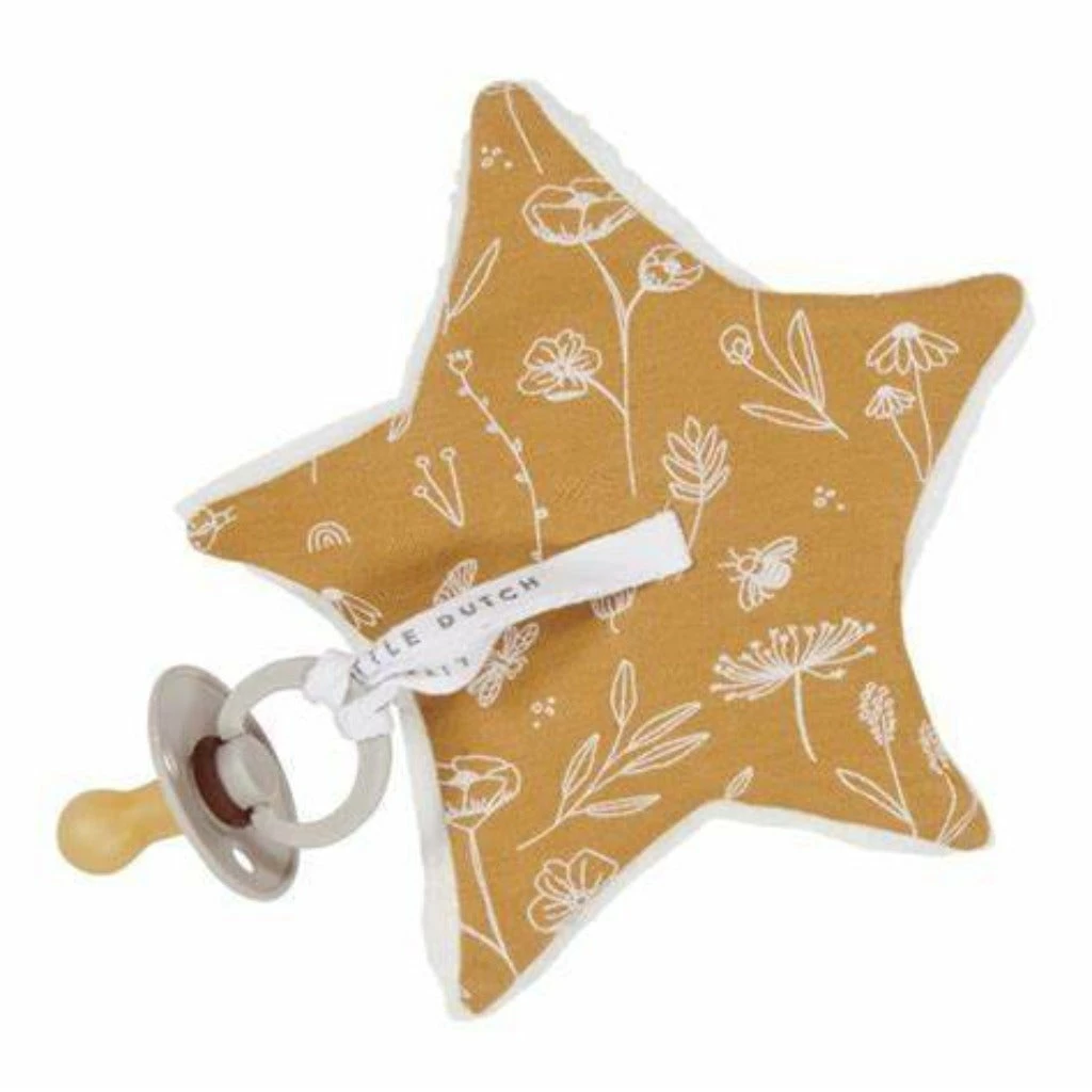Little Dutch Pacifier Cloth - Wild Flowers Ochre 1 Little Dutch Pacifier Cloth - Wild Flowers Ochre