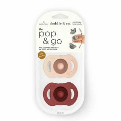 DODDLE & CO Pop & Go Pacifier - Just Peachy + Upper Rust (Twin Pack)