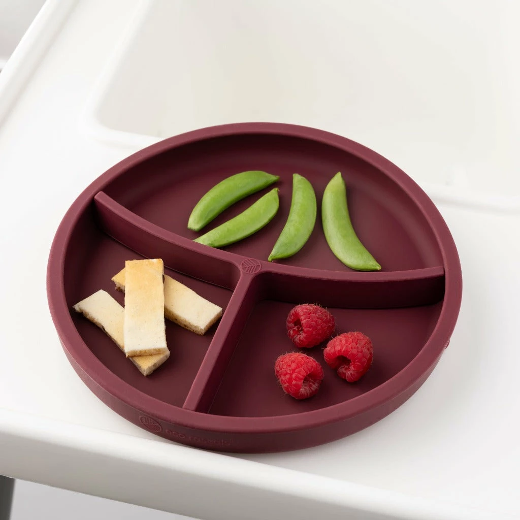 Eco Rascals Silicone Plate With Removable Divider - Burgundy 3 Eco Rascals Silicone Plate With Removable Divider - Burgundy