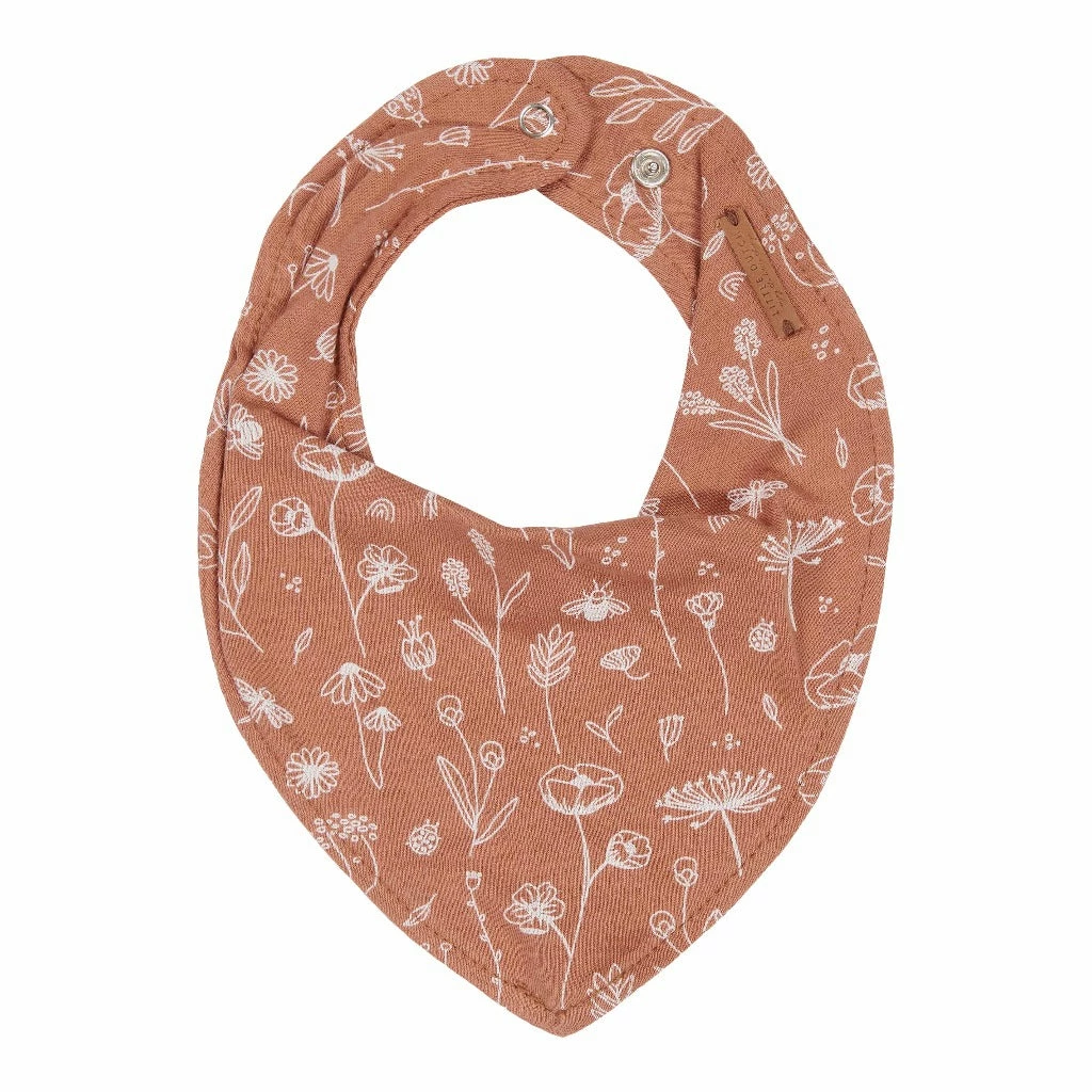 Little Dutch Bandana Bib - Wild Flowers Rust 1 Little Dutch Bandana Bib - Wild Flowers Rust