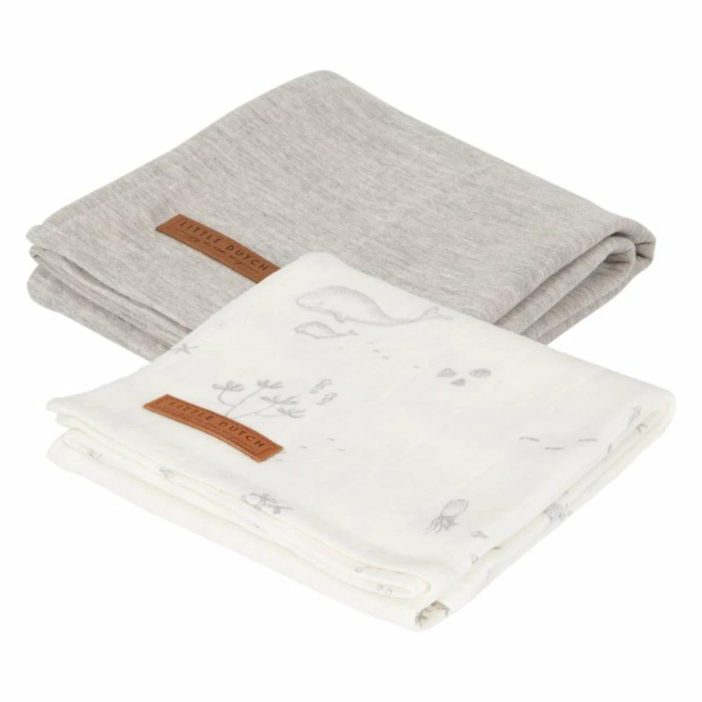 Little Dutch Swaddle Ocean White + Pure Grey (70cm X 70cm) 1 Little Dutch Swaddle Ocean White + Pure Grey (70cm X 70cm)
