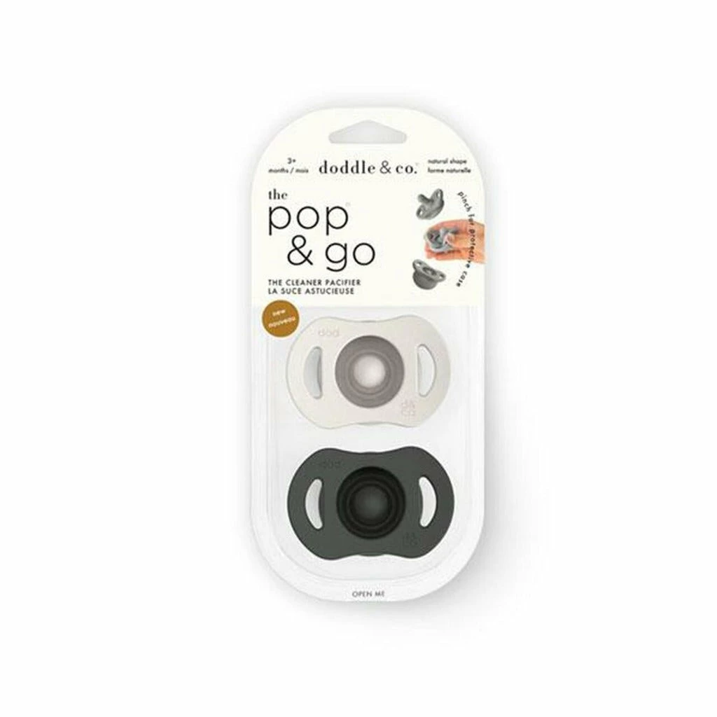 DODDLE & CO Pop & Go Pacifier - Cream Of The Crop + Coal Mate (Twin Pack) 1 DODDLE & CO Pop & Go Pacifier - Cream Of The Crop + Coal Mate (Twin Pack)