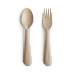 Mushie Silicone Fork & Spoon - Vanilla