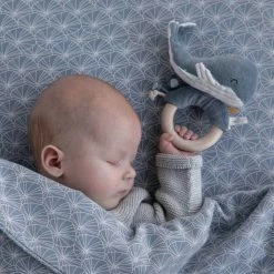 Little Dutch Ring Rattle Whale - Ocean Blue