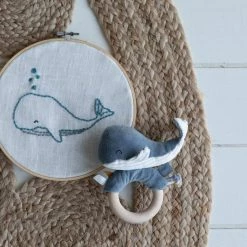 Little Dutch Ring Rattle Whale - Ocean Blue