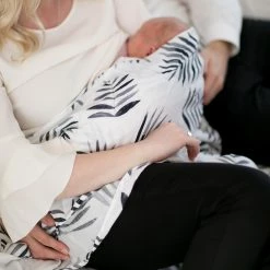 Bebelephant Miilk Muslin - Black + White Palm Leaf