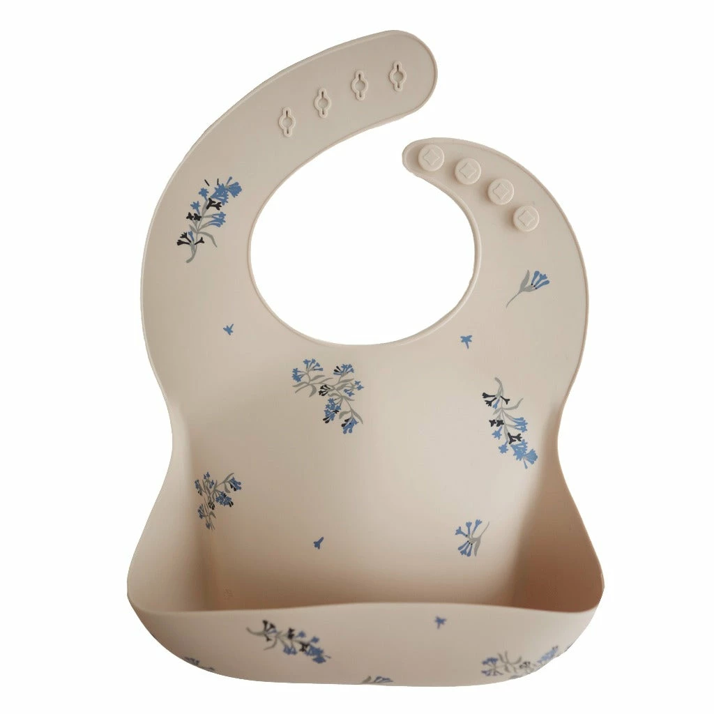 Mushie Silicone Bib - Lilac Flowers 1 Mushie Silicone Bib - Lilac Flowers